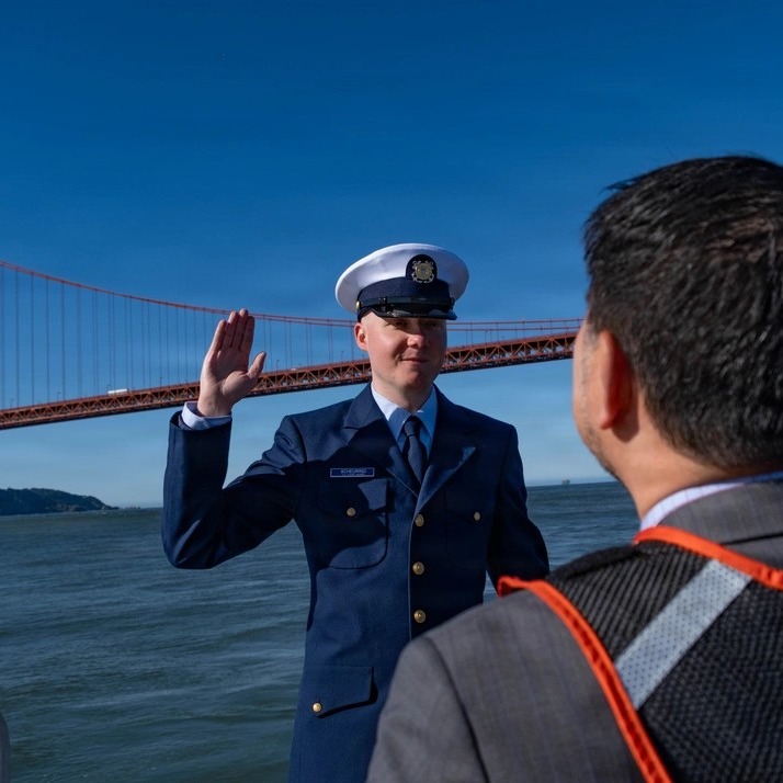 [USCIS · Threads] A Coast Guardsman assigned to @uscg Station Golden Gate took the Oath of Allegia…